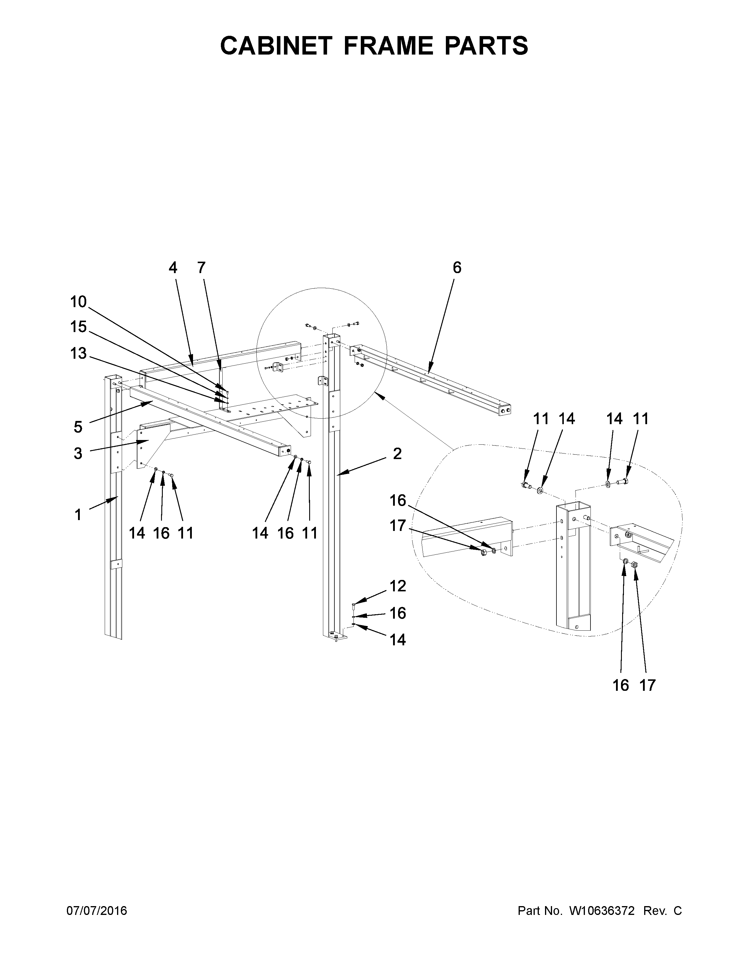 Cabinet frame parts