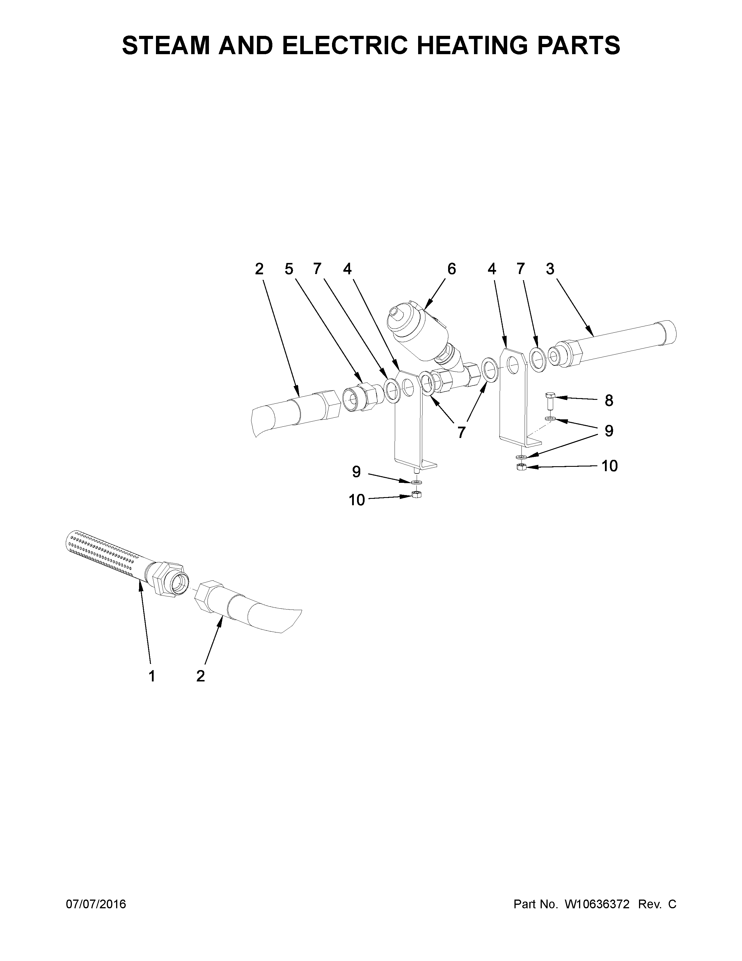 Steam and electric heating parts