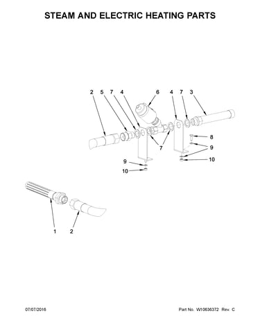 Steam and electric heating parts