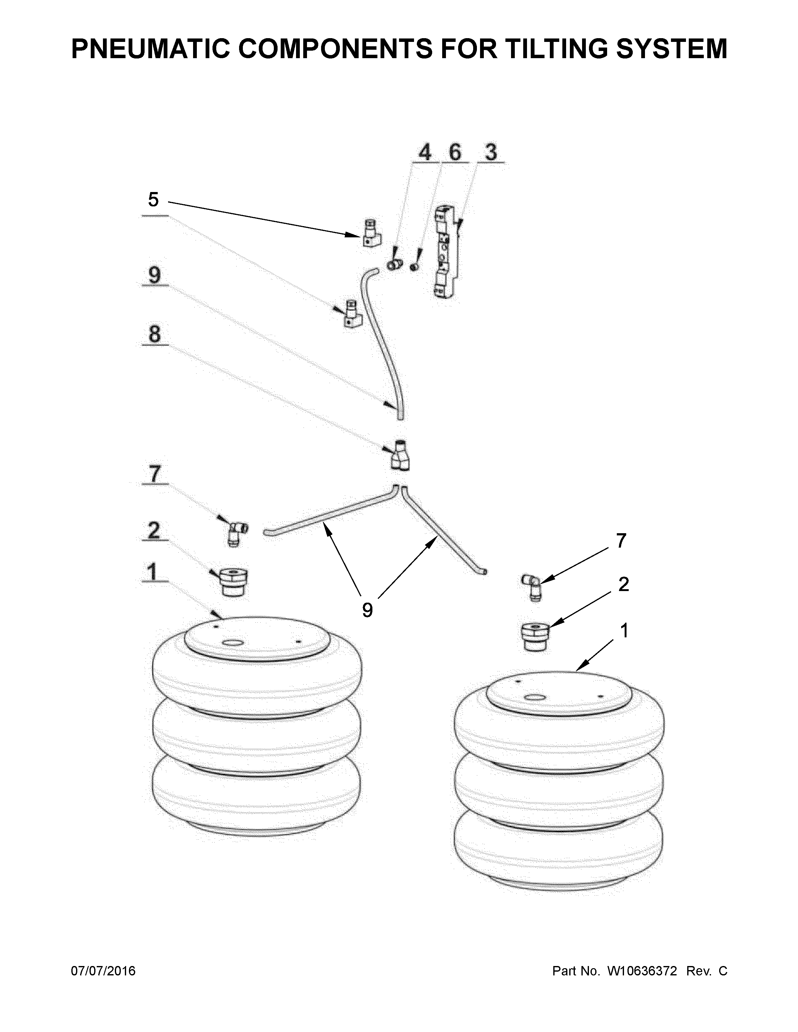 Pneumatic components for tilting system