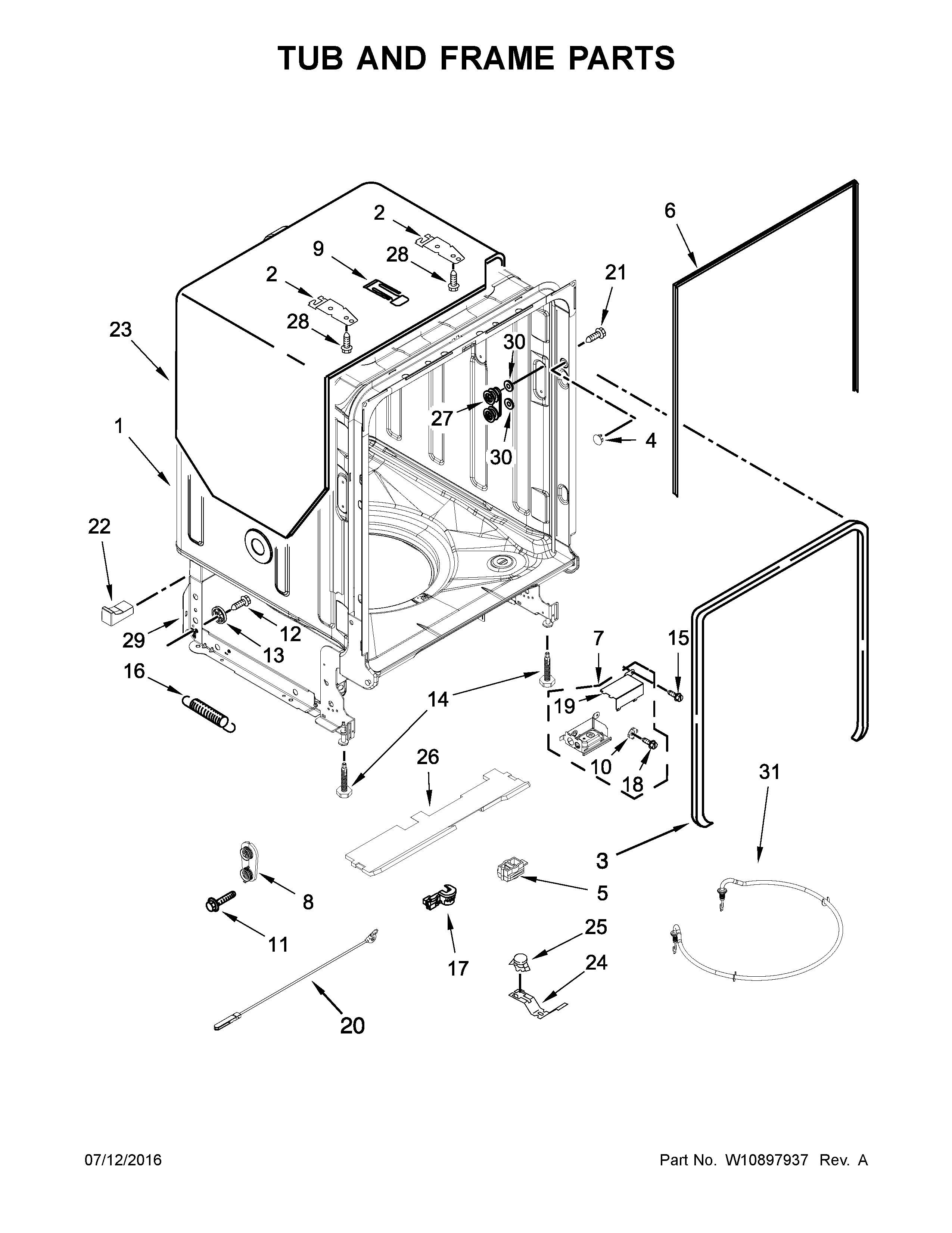 TUB AND FRAME PARTS