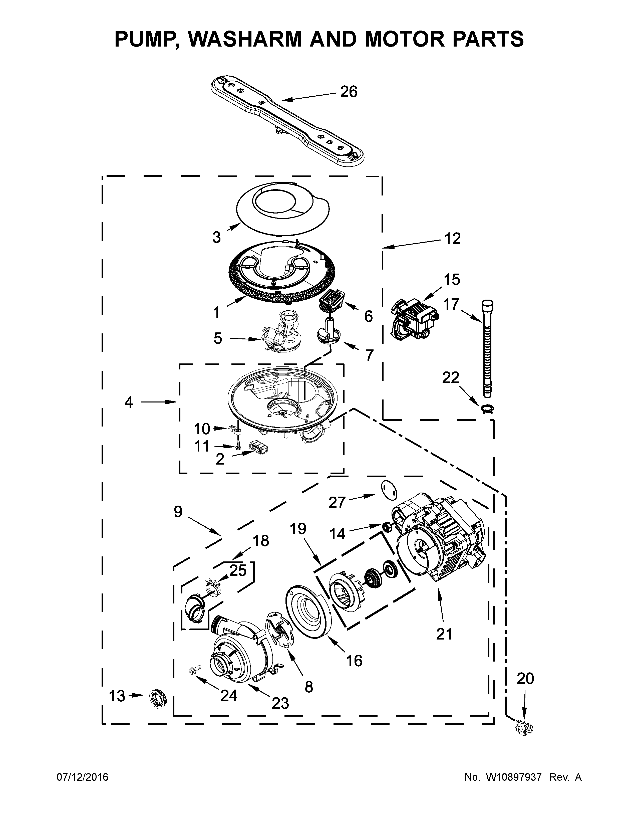 PUMP, WASHARM AND MOTOR PARTS