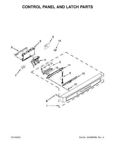 Control panel and latch parts