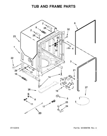 Tub and frame parts