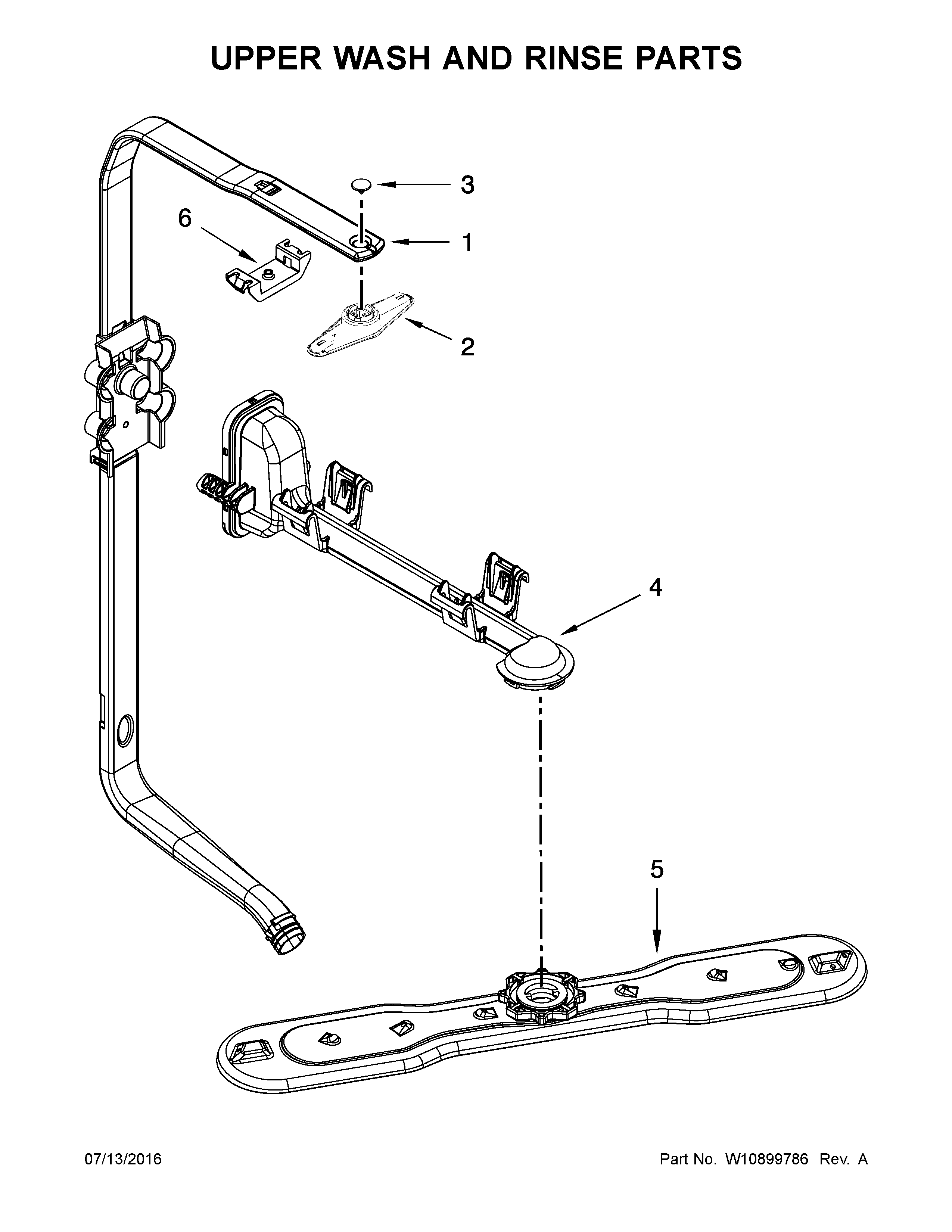 Upper wash and rinse parts