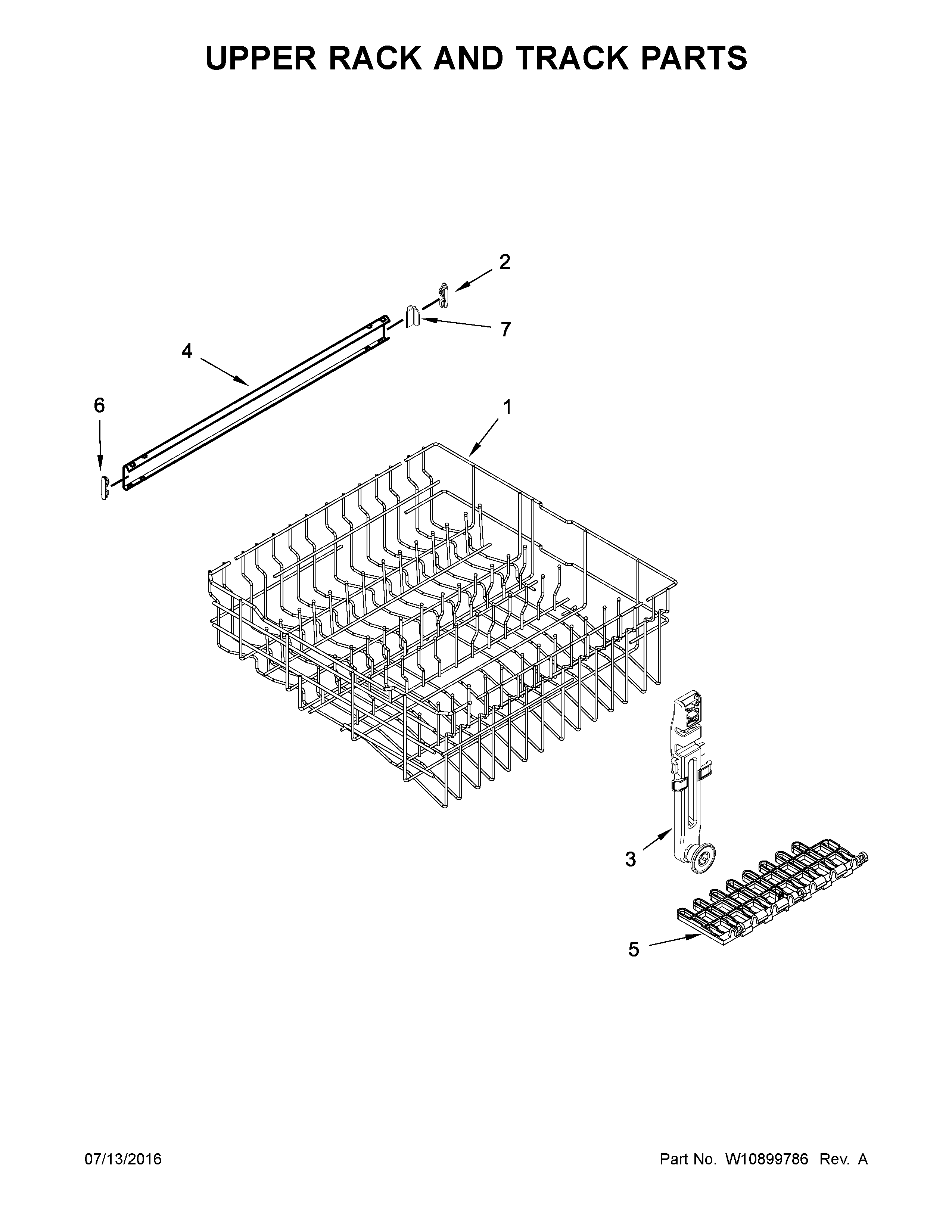 Upper rack and track parts