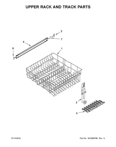 Upper rack and track parts