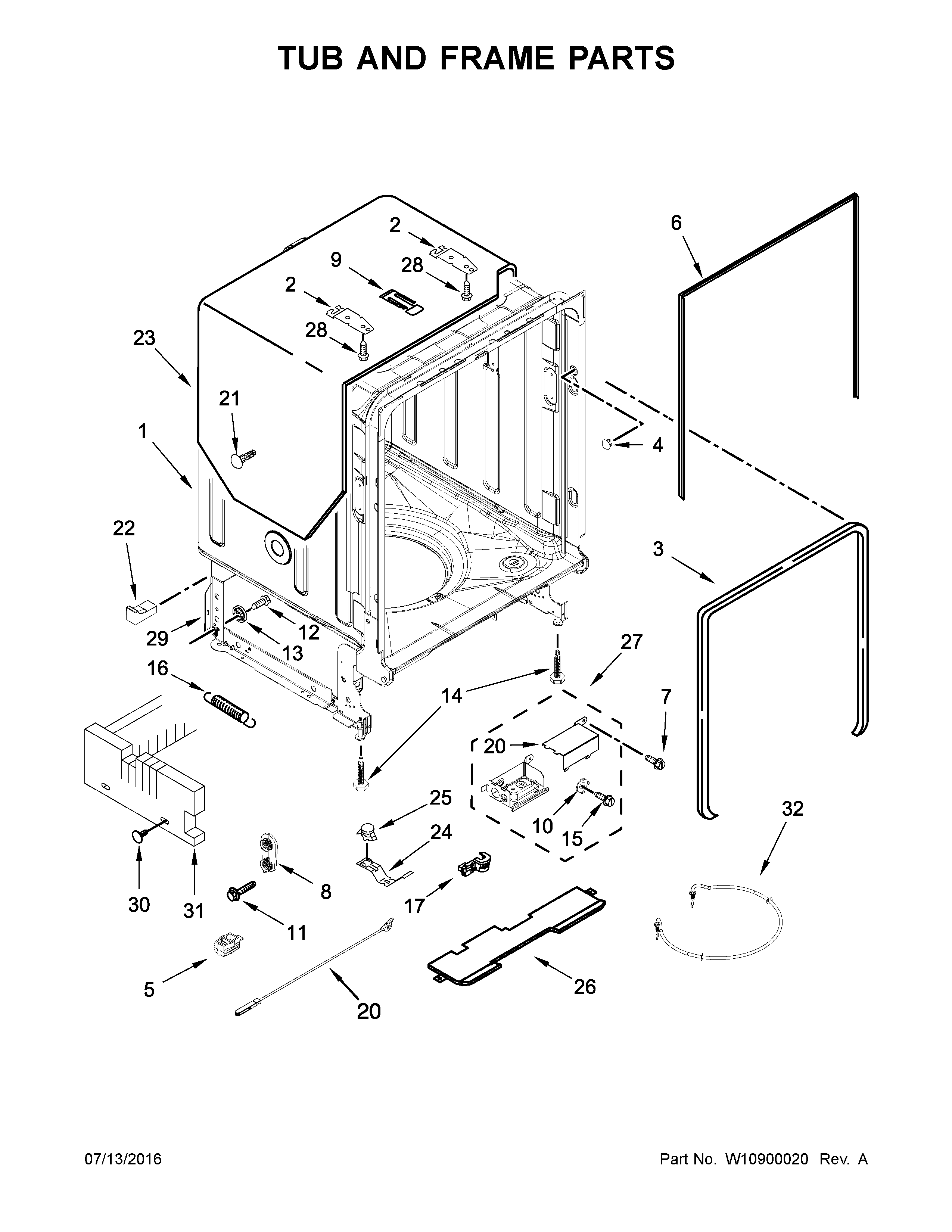 Tub and frame parts