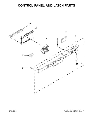 Control panel and latch parts