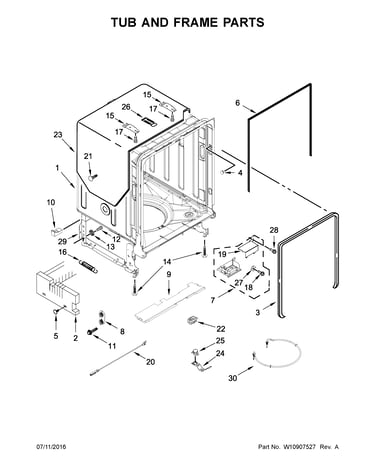 Tub and frame parts