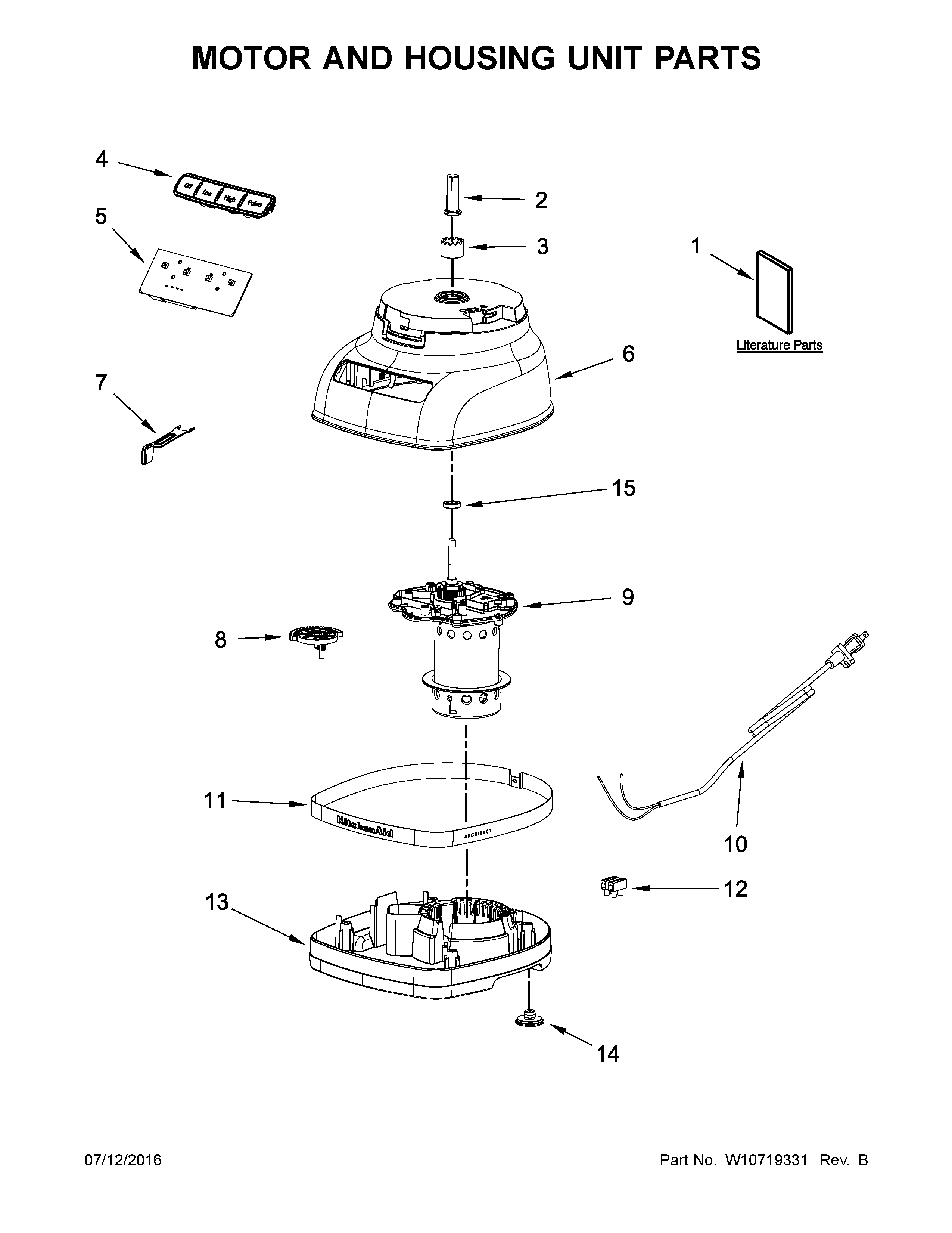 Motor and housing unit parts