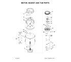 Whirlpool WTW8040DW1 motor, basket and tub parts diagram