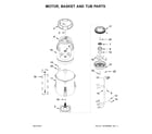 Whirlpool WTW8000DW1 motor, basket and tub parts diagram