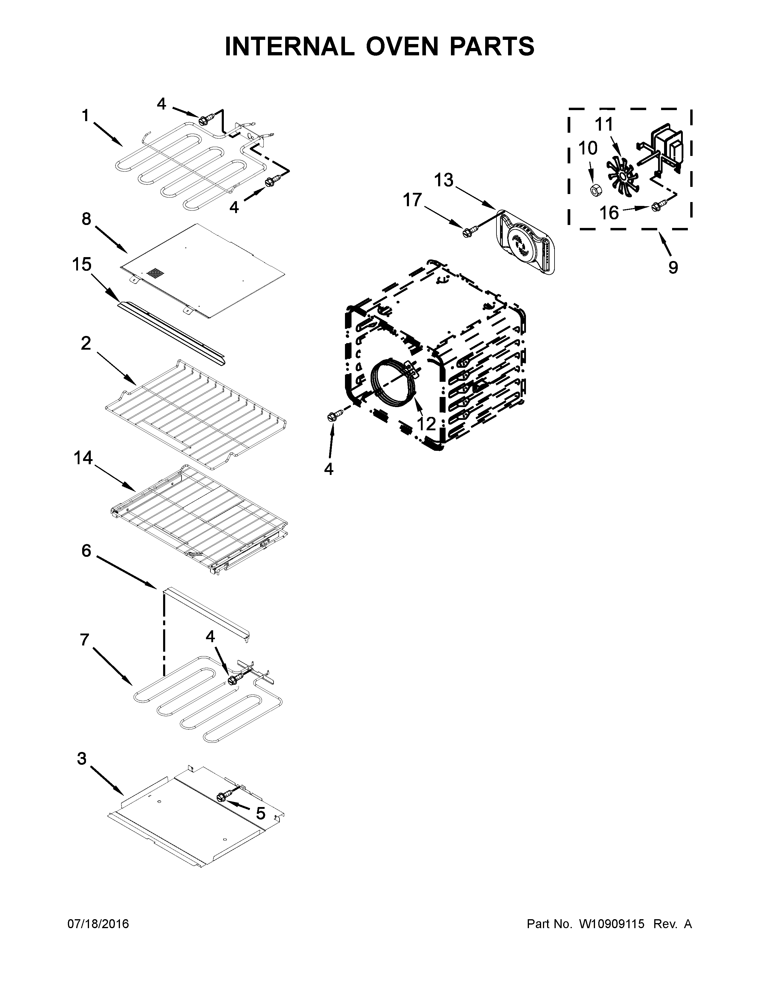 Internal oven parts