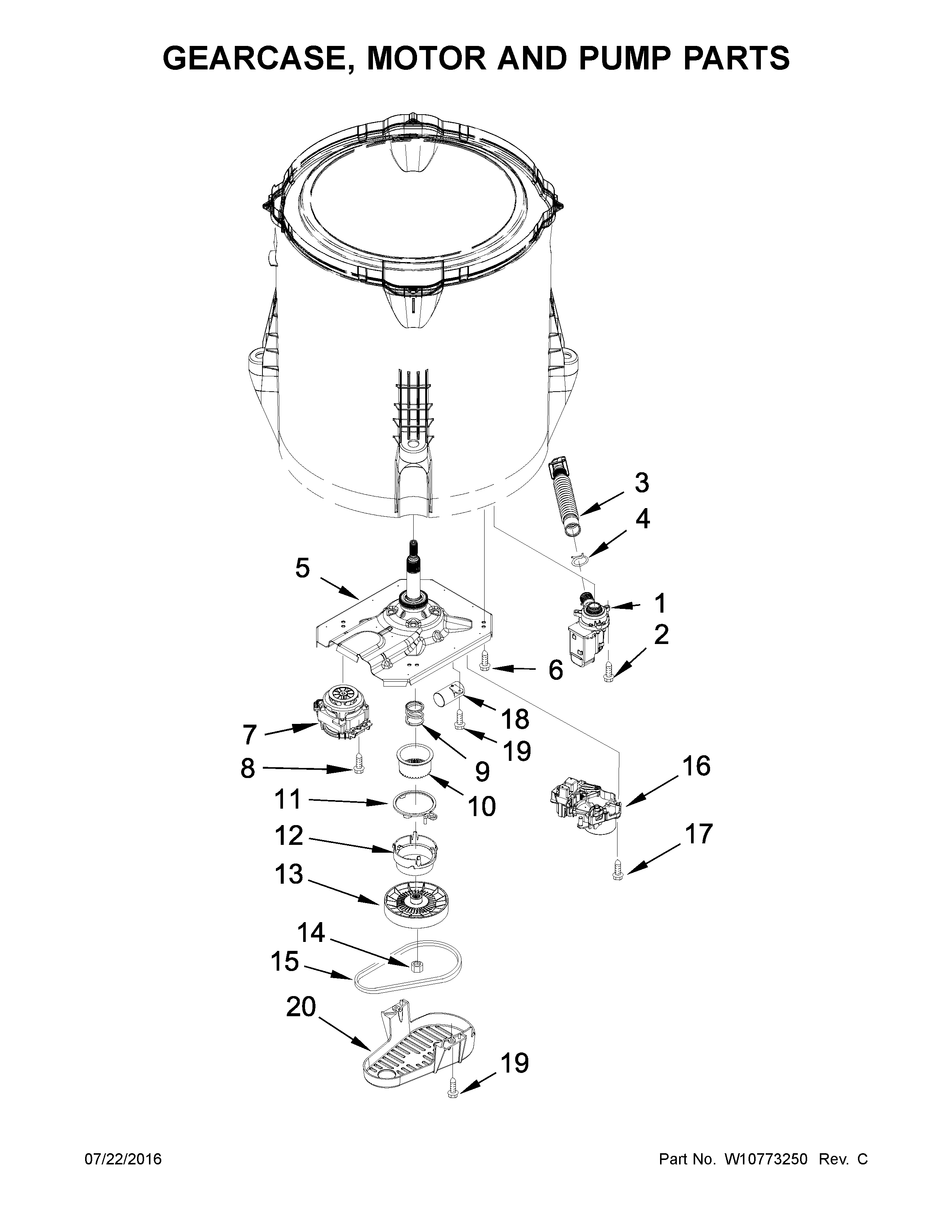 GEARCASE, MOTOR AND PUMP PARTS