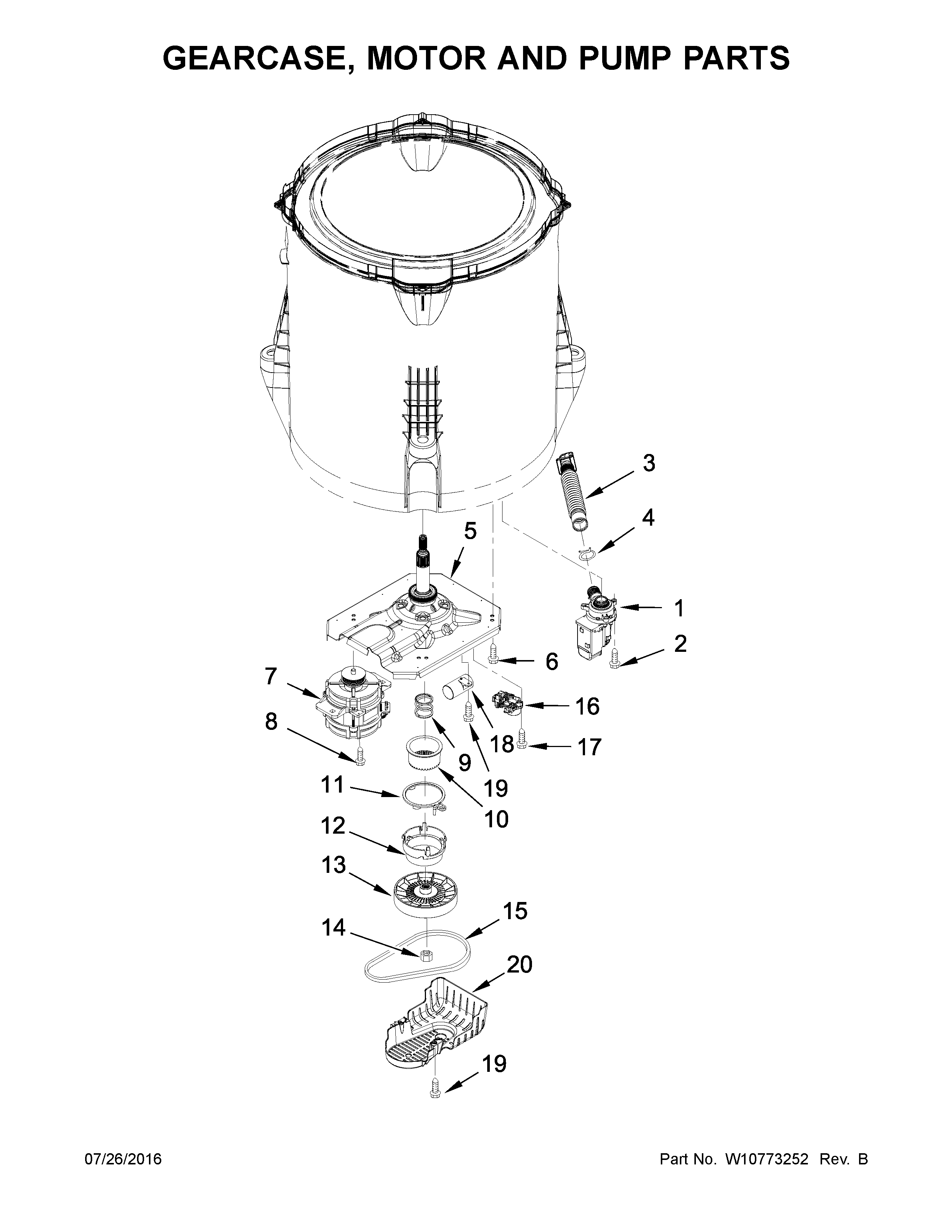 Gearcase, motor and pump parts