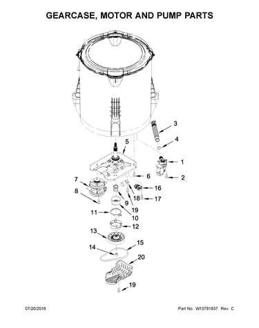 Gearcase, motor and pump parts