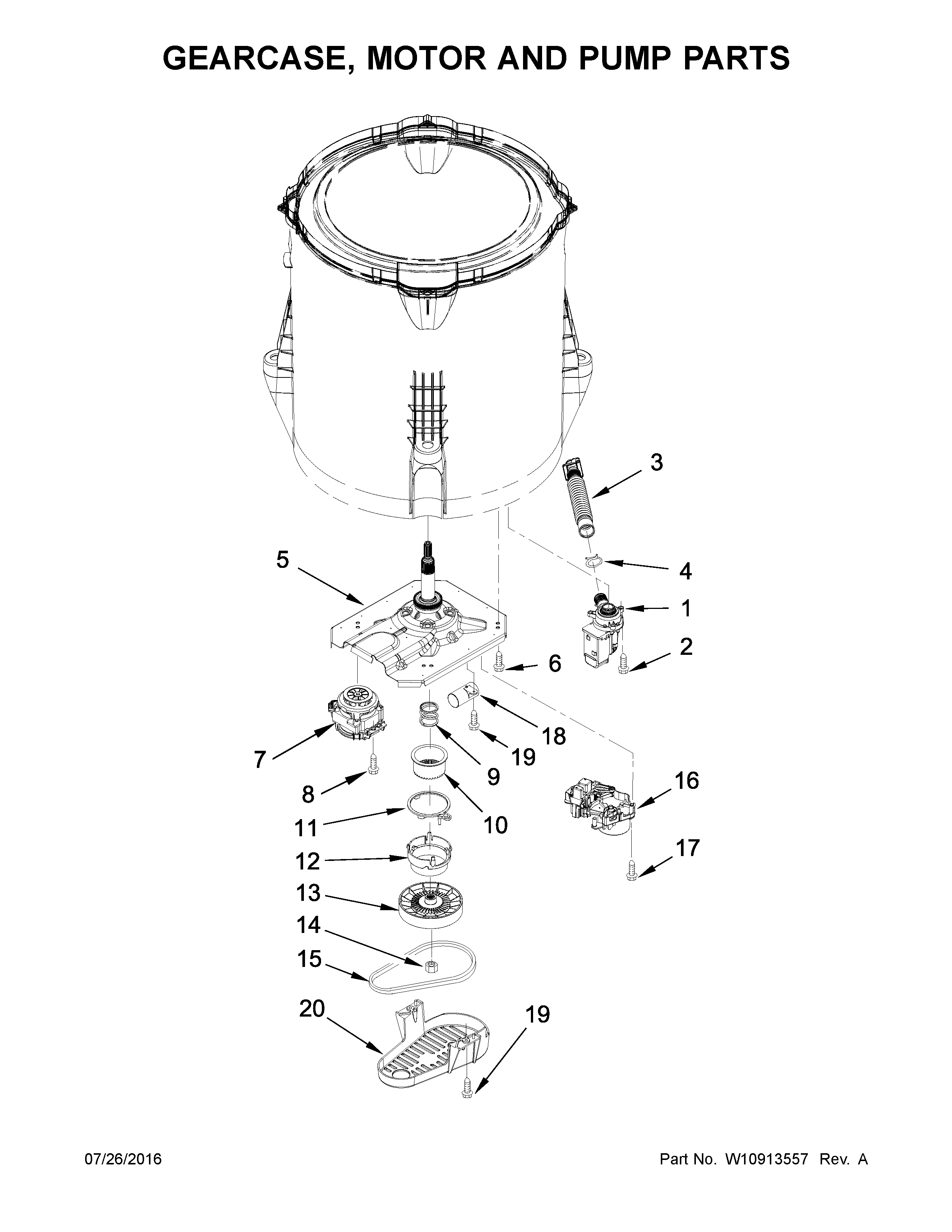 GEARCASE, MOTOR AND PUMP PARTS