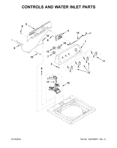 Controls and water inlet parts