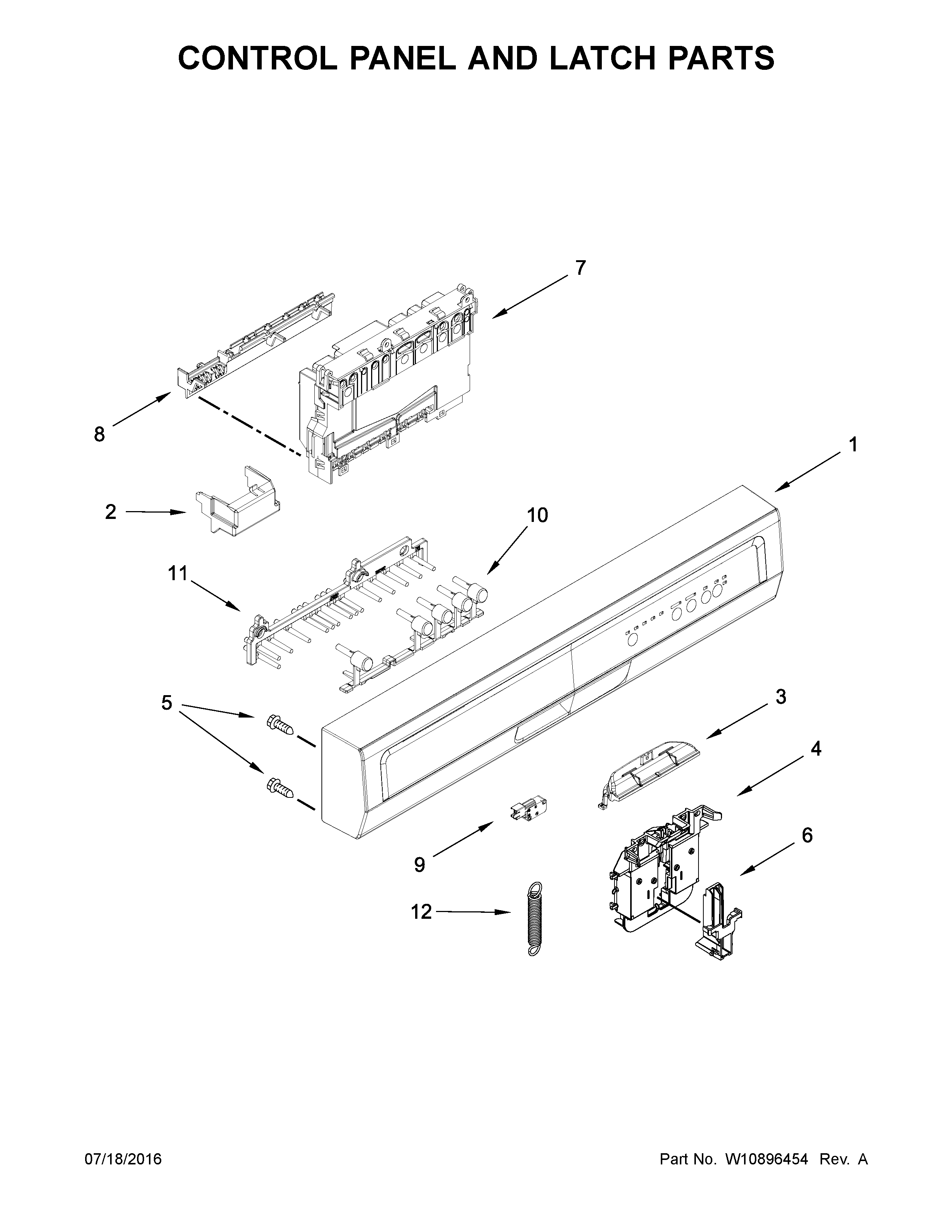 CONTROL PANEL AND LATCH PARTS