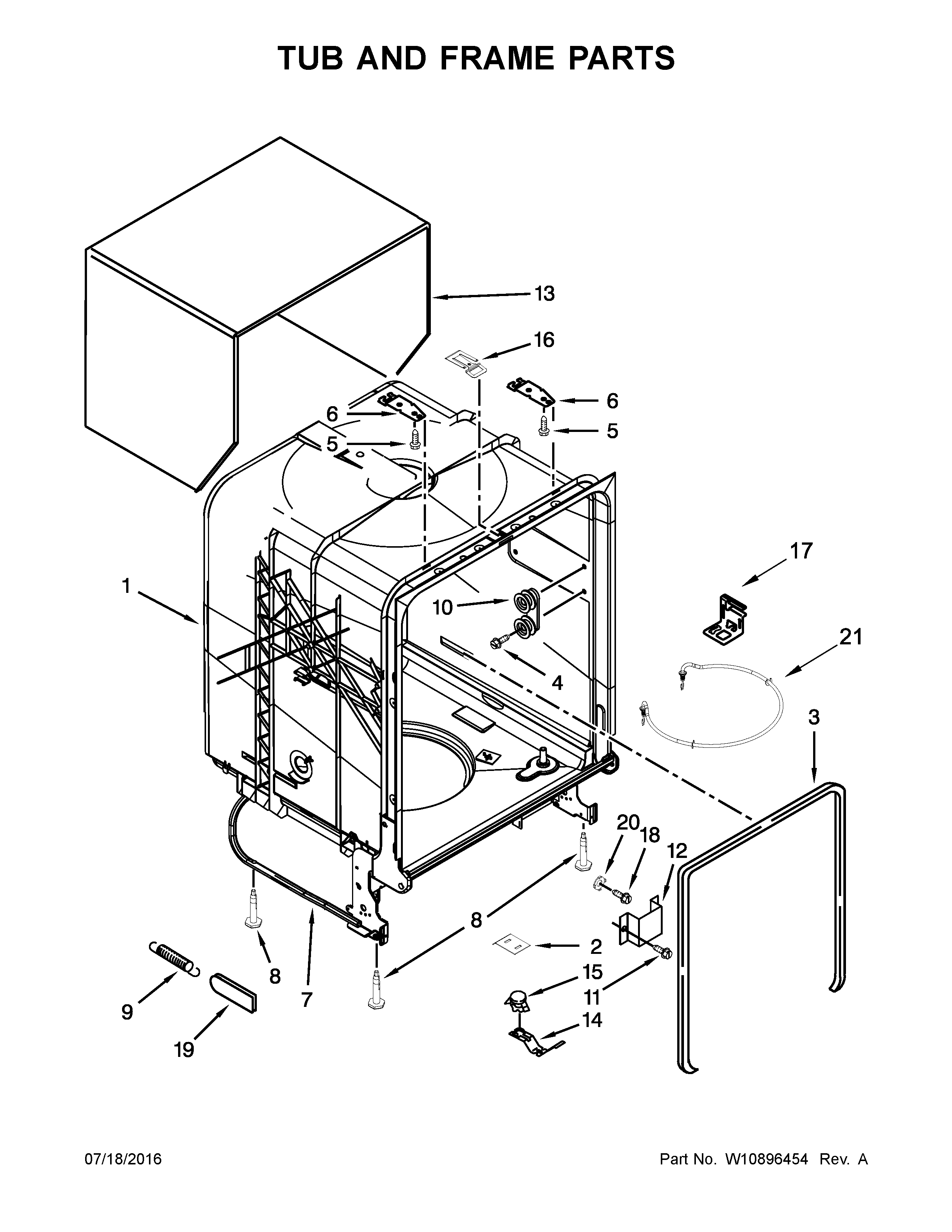 Tub and frame parts