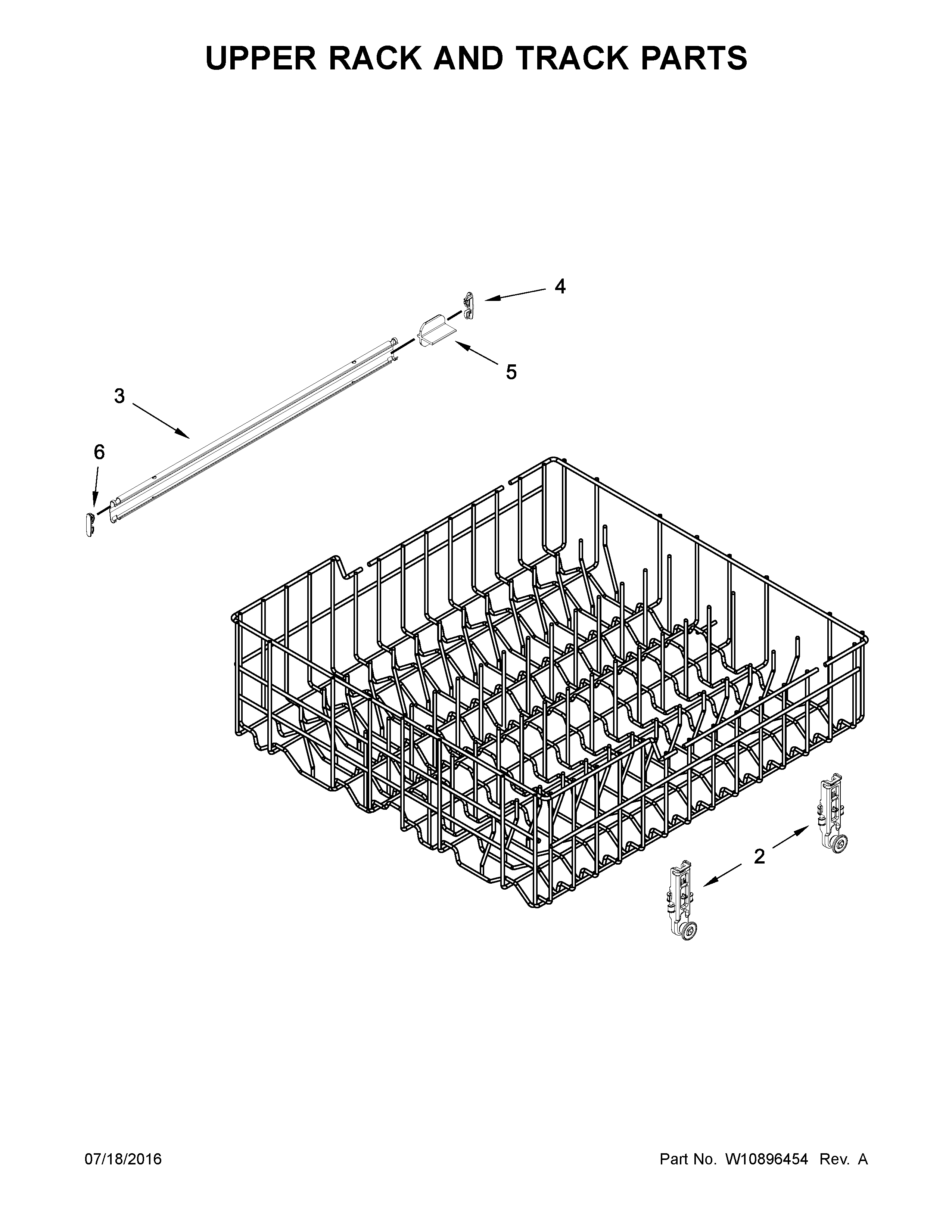 Upper rack and track parts
