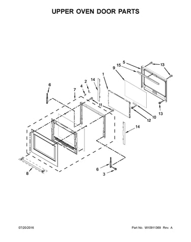 Upper oven door parts