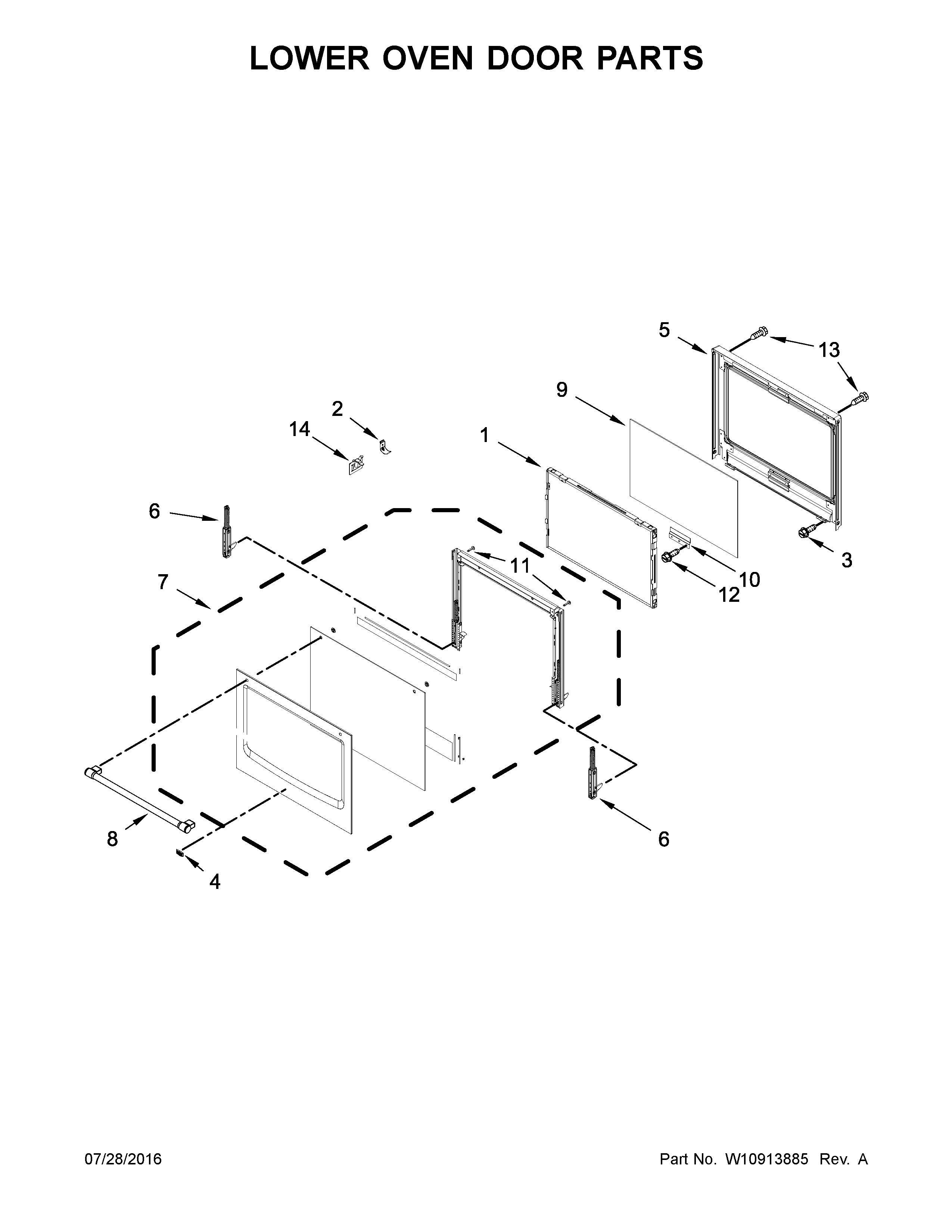 Lower oven door parts