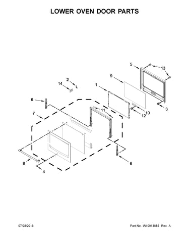 Lower oven door parts