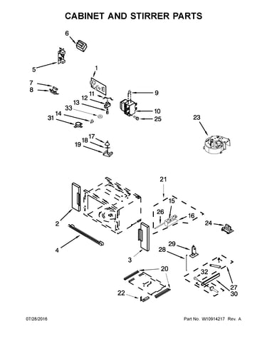Cabinet and stirrer parts