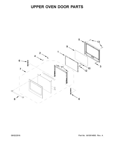 Upper oven door parts