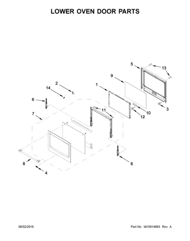 Lower oven door parts