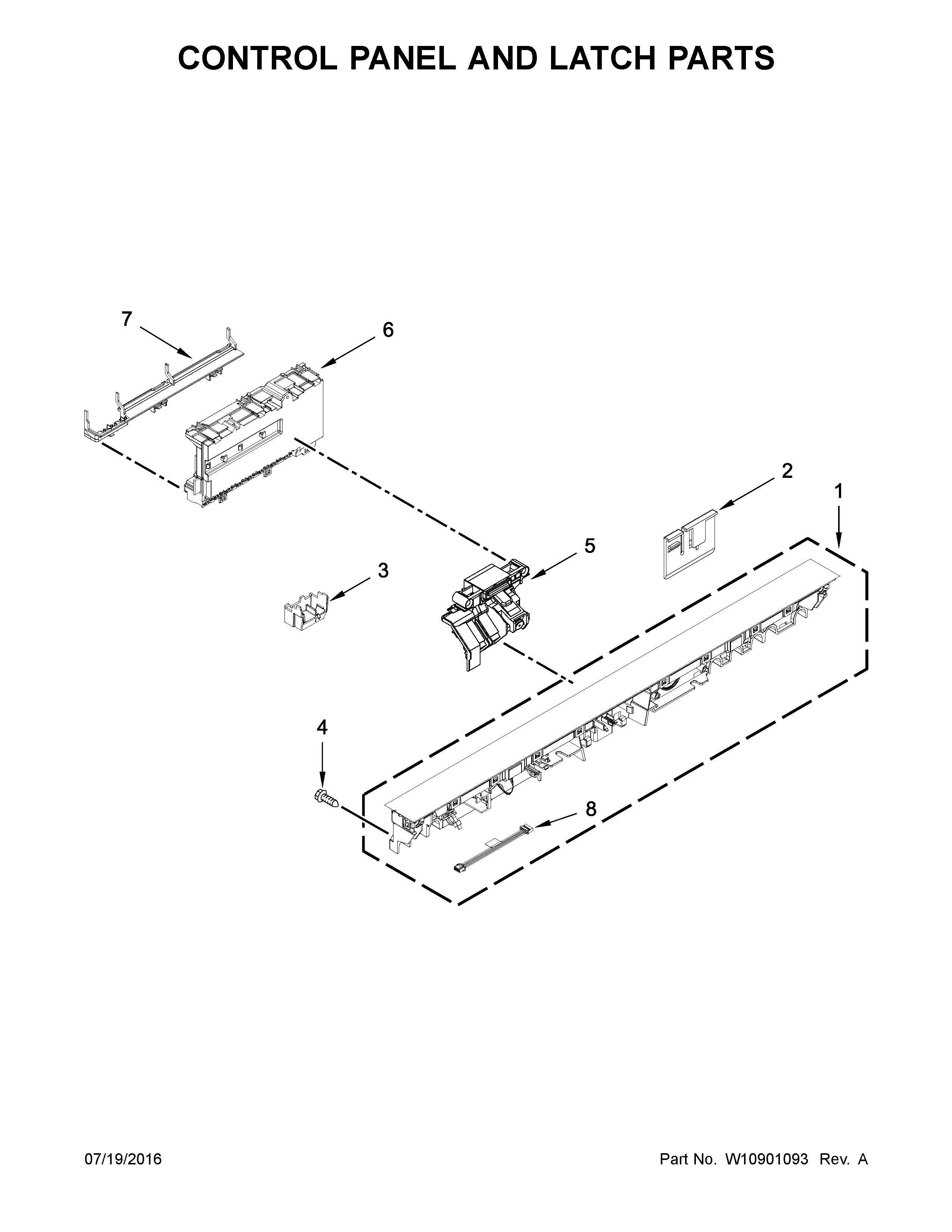 CONTROL PANEL AND LATCH PARTS