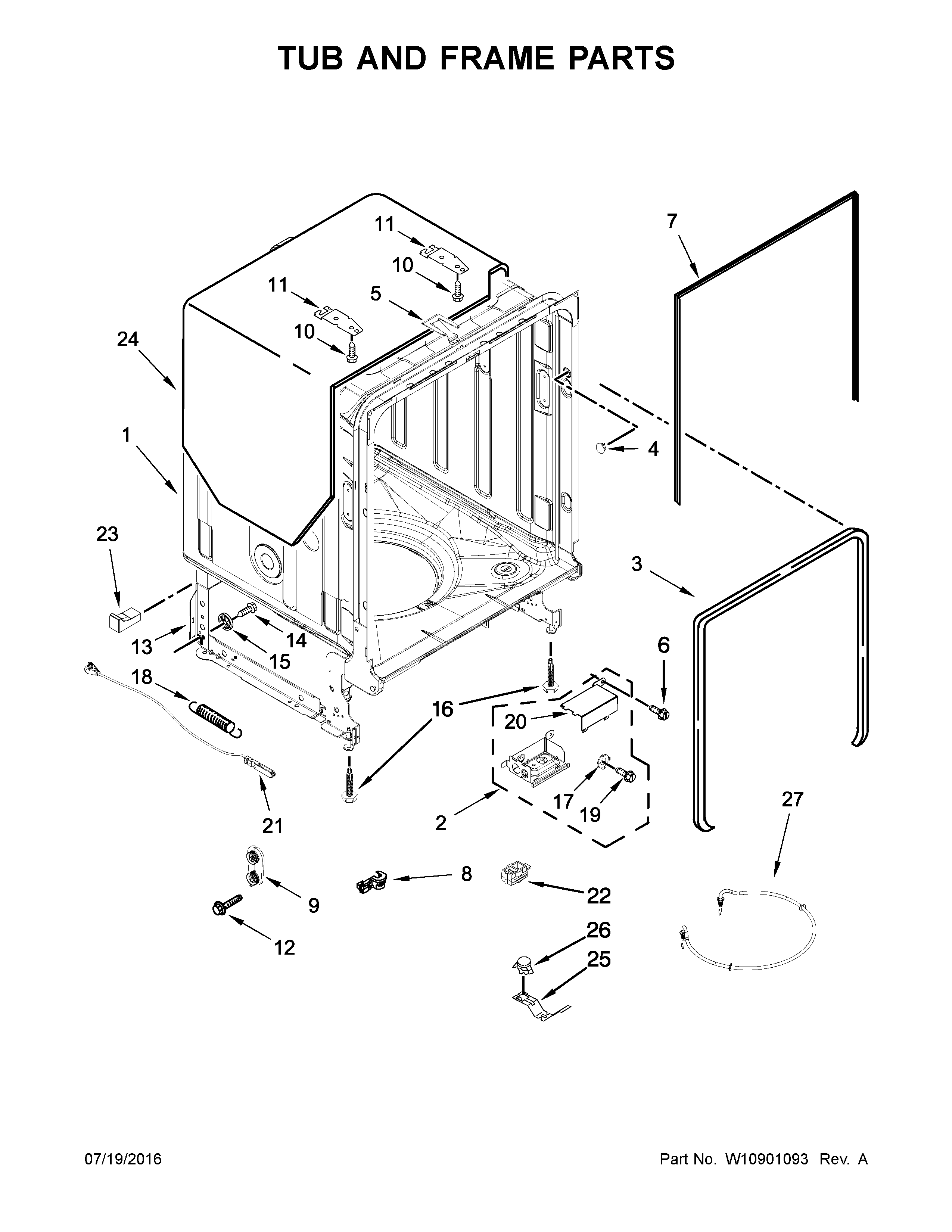 Tub and frame parts