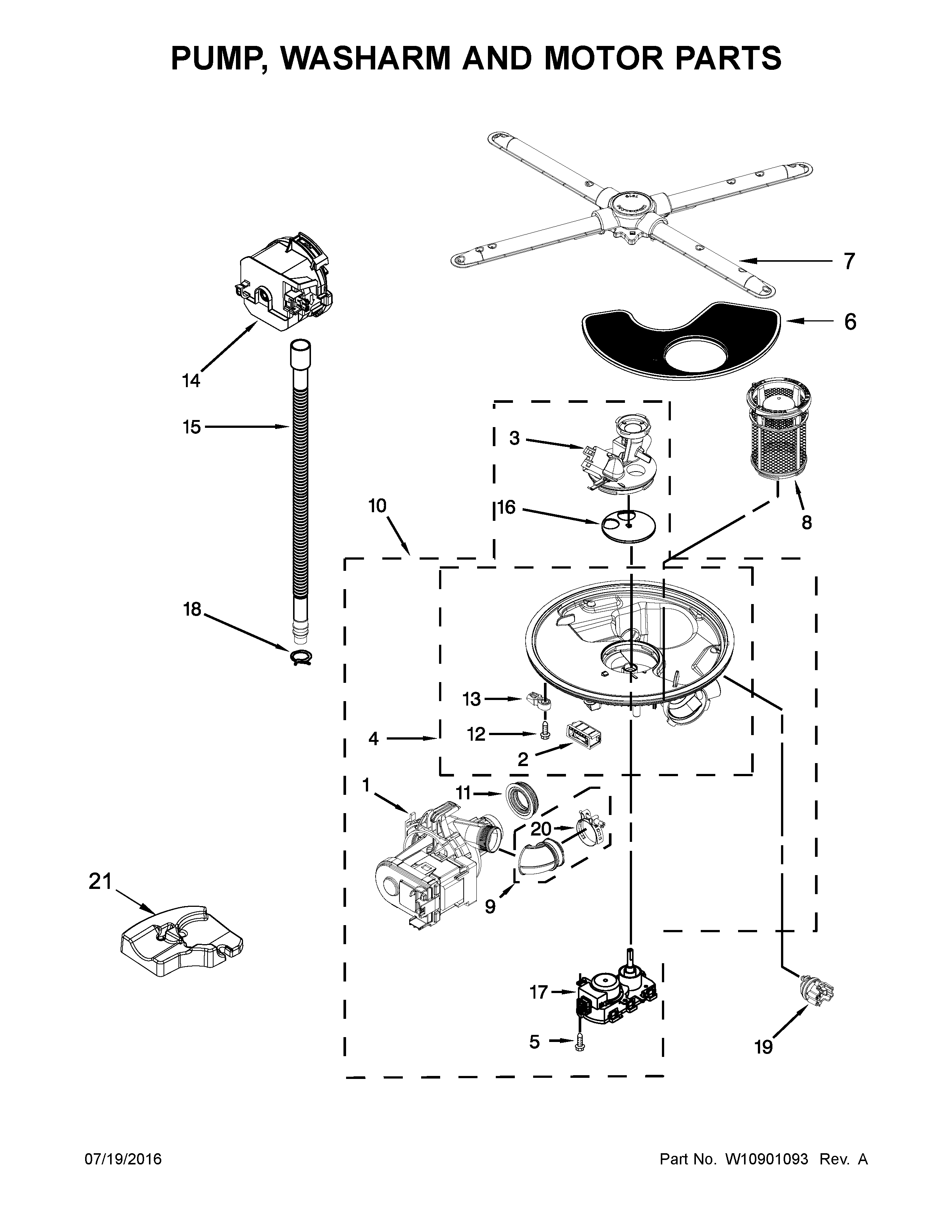 PUMP, WASHARM AND MOTOR PARTS