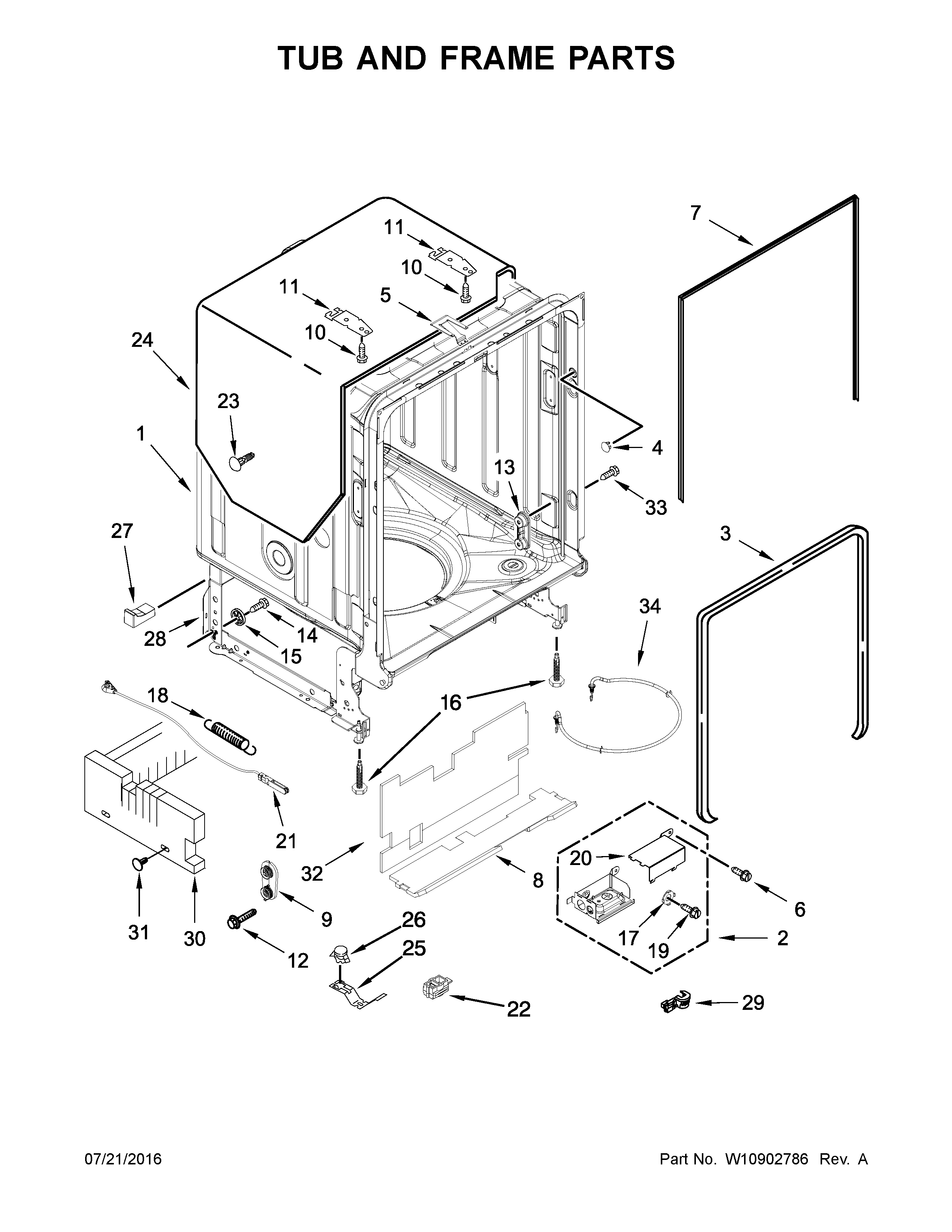 TUB AND FRAME PARTS