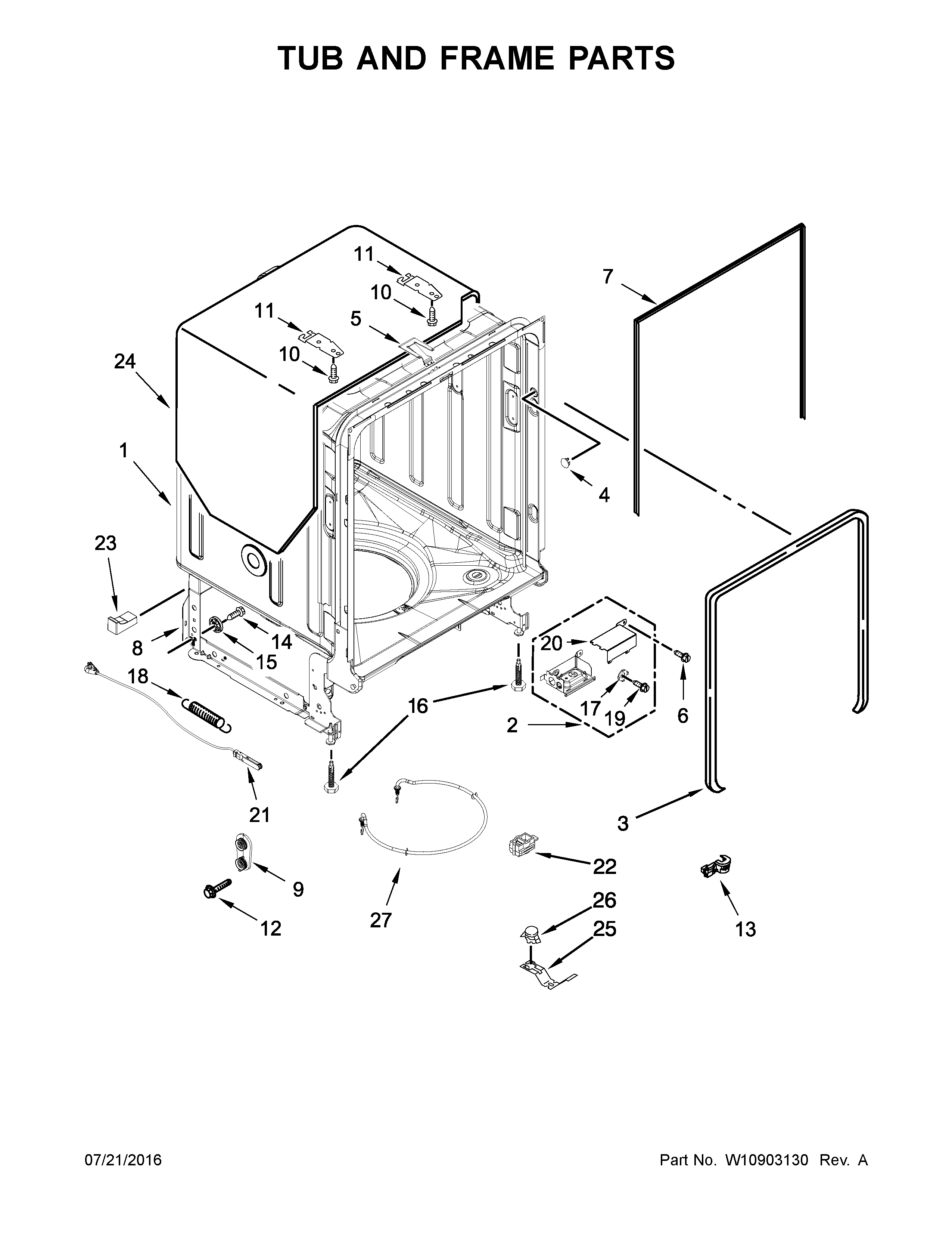 TUB AND FRAME PARTS