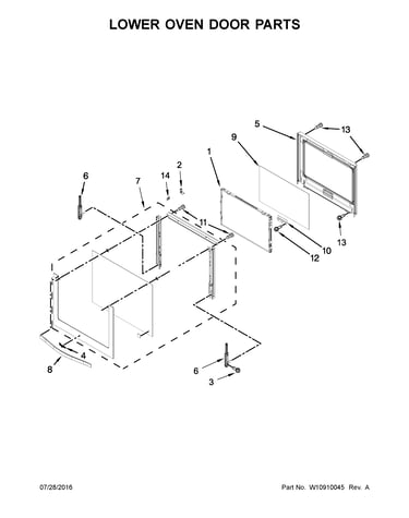 Lower oven door parts