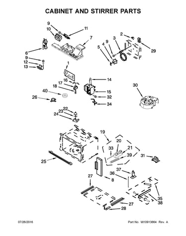 Cabinet and stirrer parts