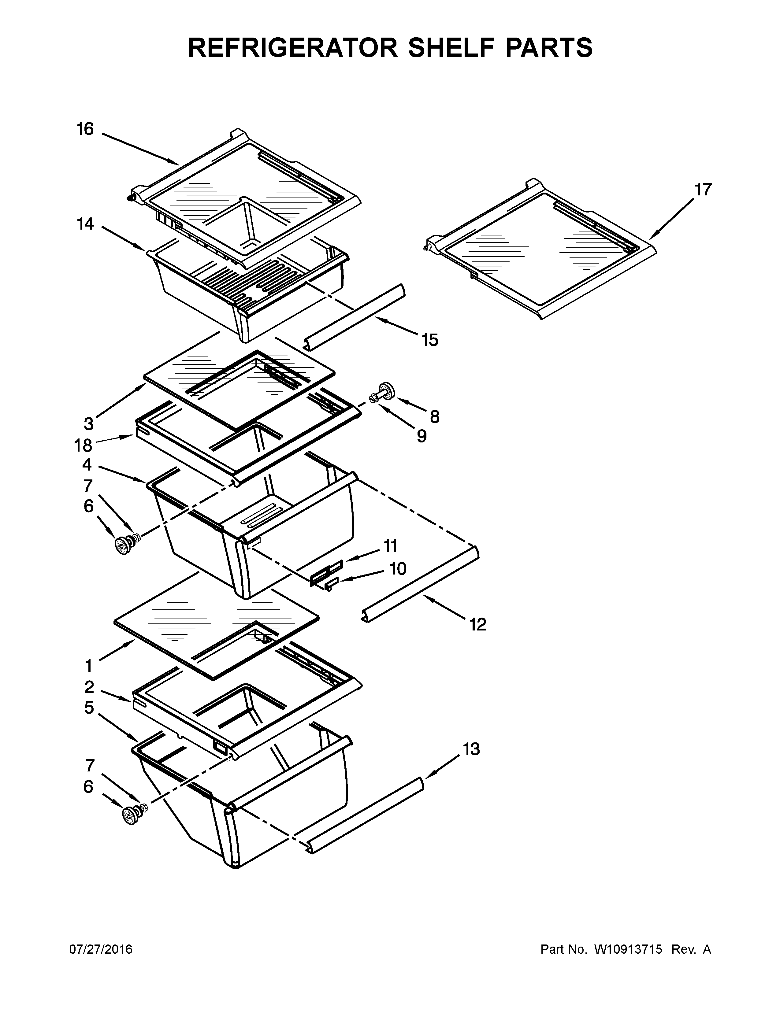 Refrigerator shelf parts