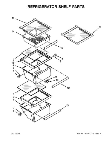 Refrigerator shelf parts