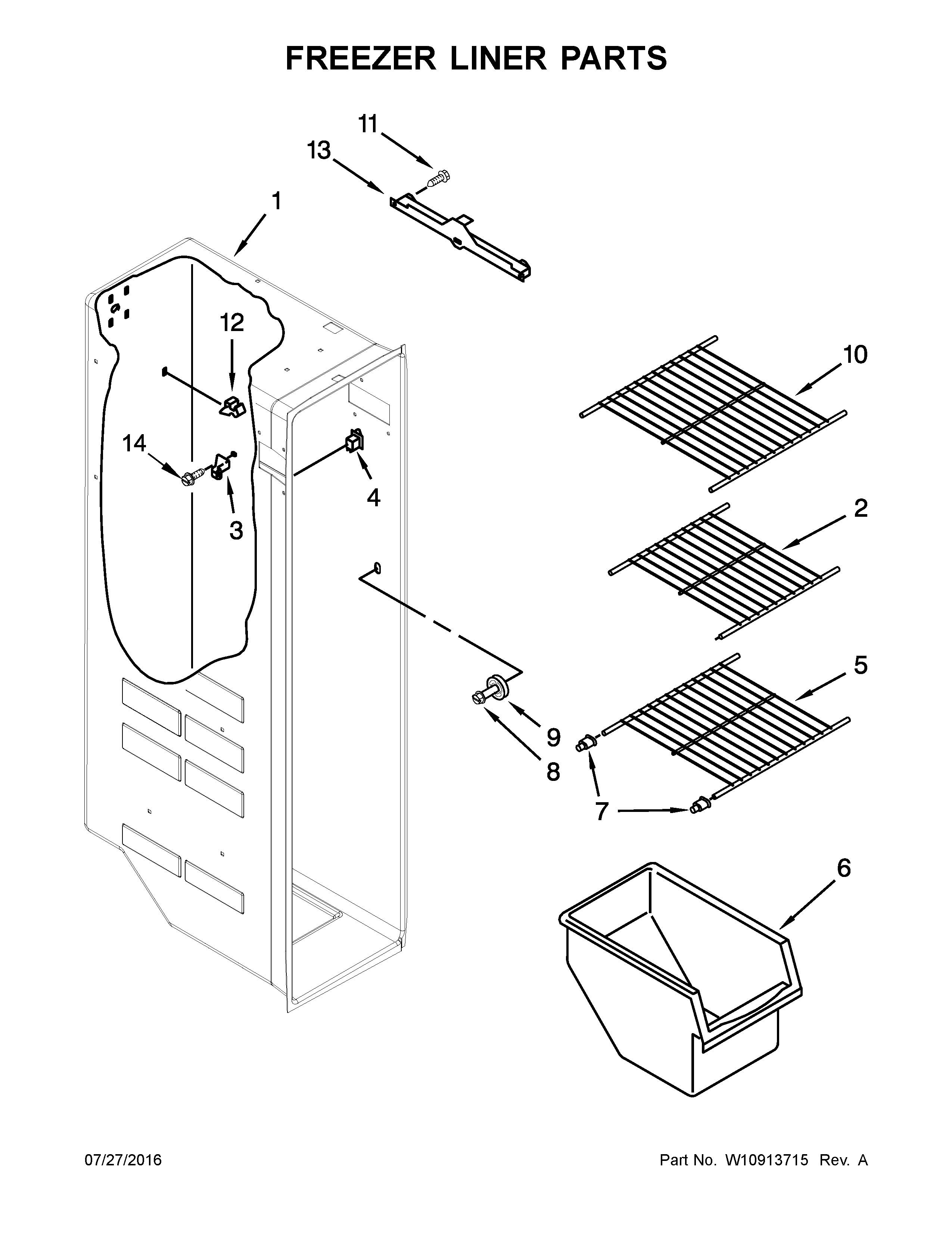 Freezer liner parts