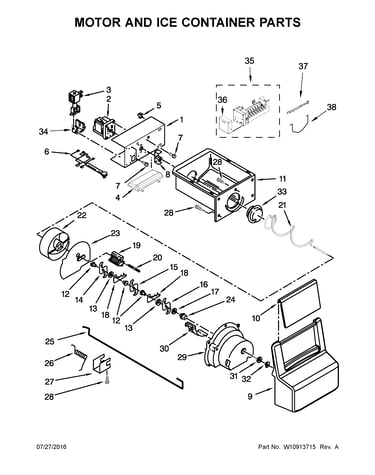 Motor and ice container parts