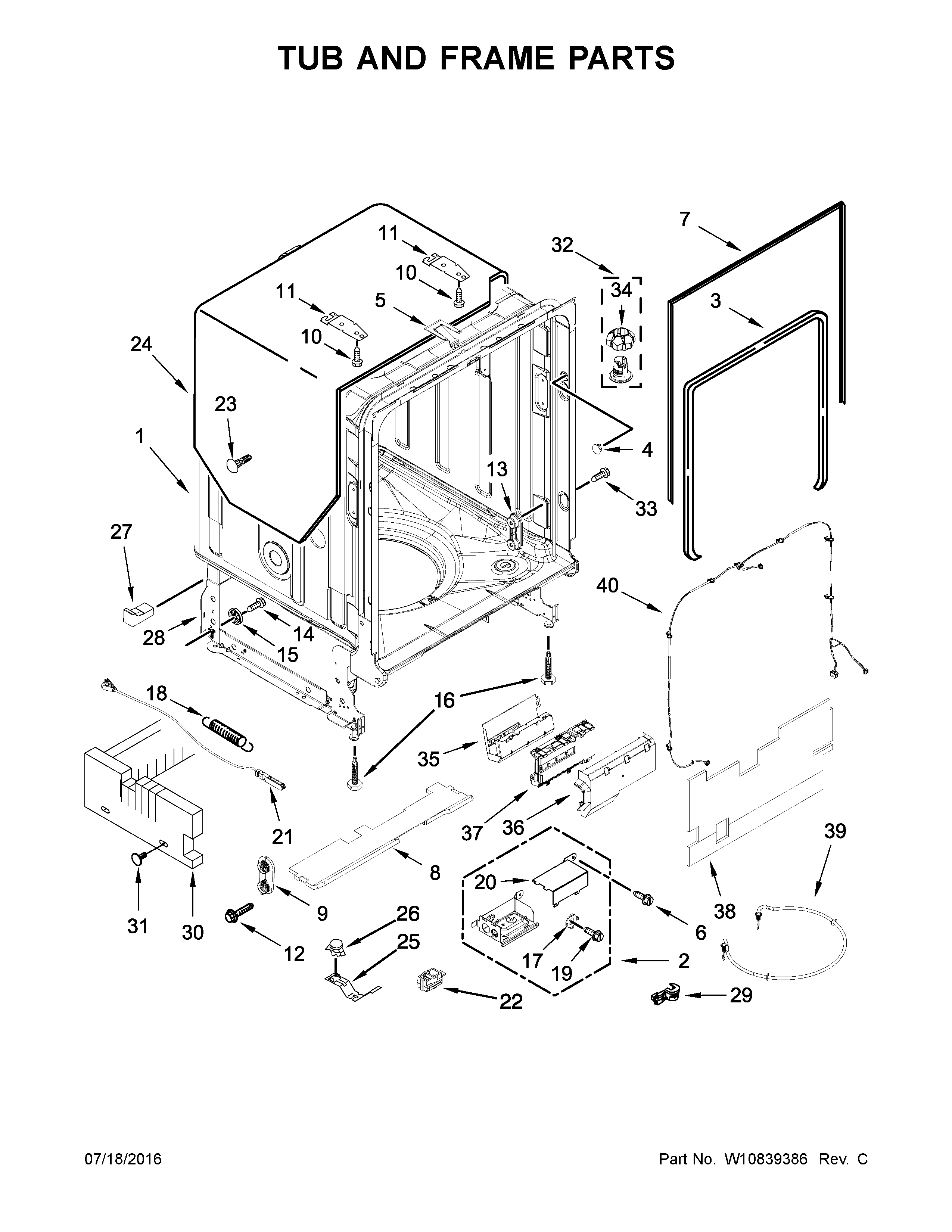 TUB AND FRAME PARTS