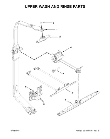 Upper wash and rinse parts