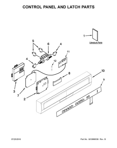 Control panel and latch parts