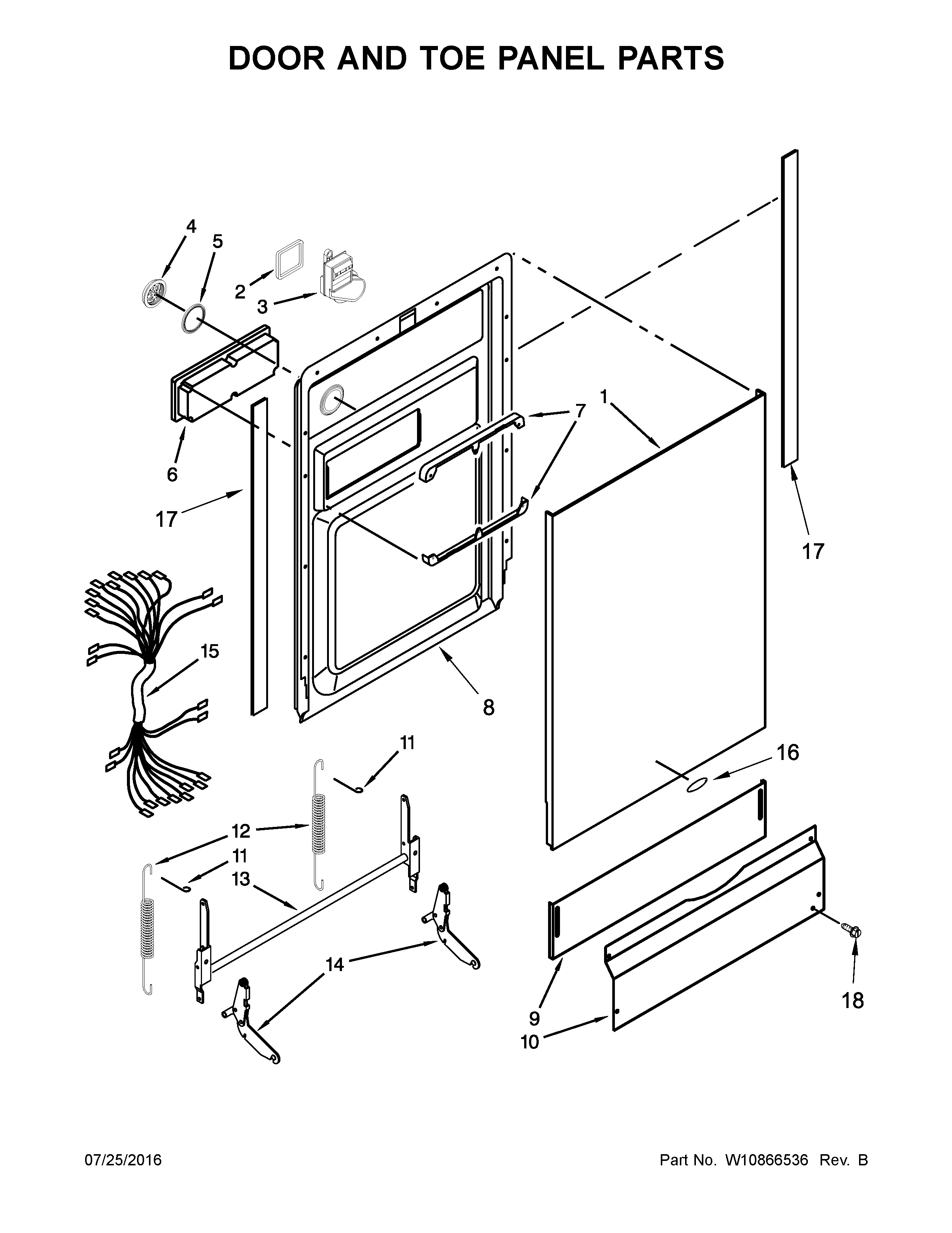 Door and toe panel parts