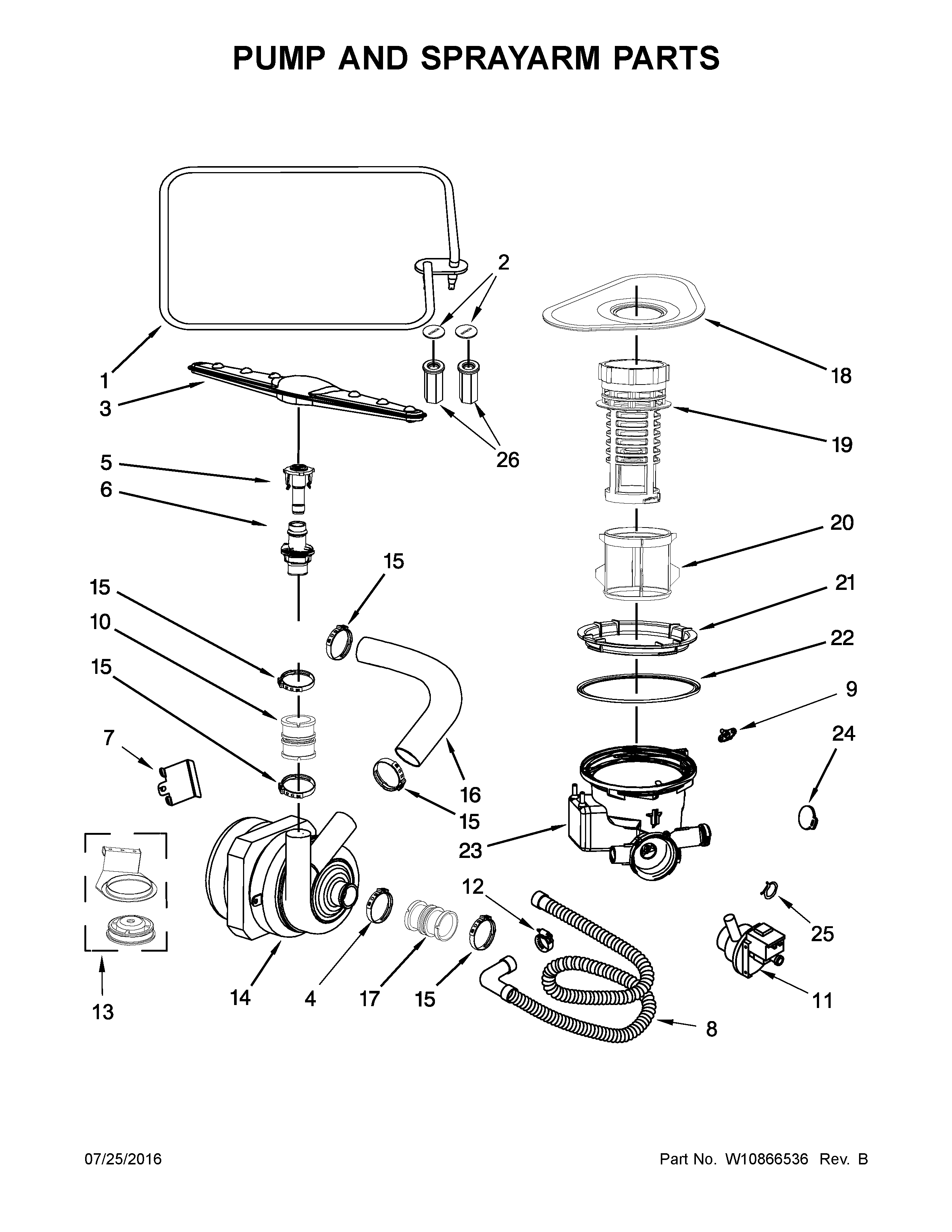 Pump and sprayarm parts
