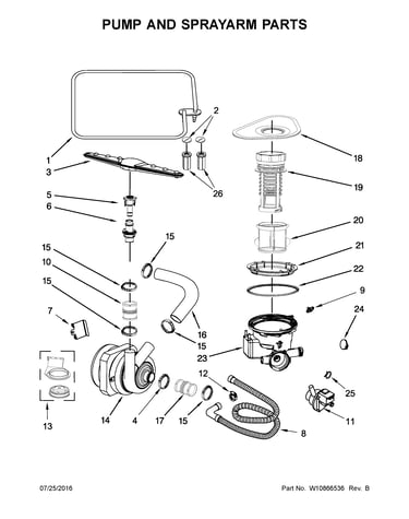 Pump and sprayarm parts