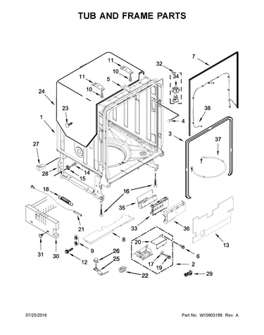Tub and frame parts